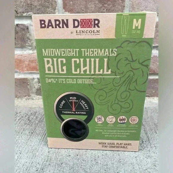 Barn Door by Lincoln Outfitters Mid Weight Big Chill Base Layer Long John Pants - Picture 1 of 5